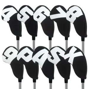 Golf Accessories Golf Headcover Club Iron Head Cover Set Black Iron Cover 10PCS(4 9 P A S X) Neoprene