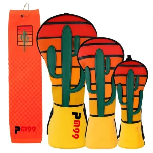 Golf Accessories Golf Headcovers PU Leather Wood Driver Cover Club Golf Head Cover Jacquard Golf Grip Trainer