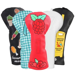 Golf Accessories Grape Branded Golf Wood Covers Leather Soft Lining Golf Headcovers