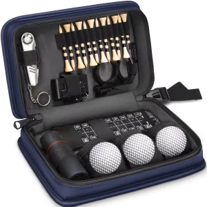 Golf Accessories Kit for Men Golf Stuff Set with Leather Case Golf Tees Monocular Scorer Golf Gifts for Men Women Golfers
