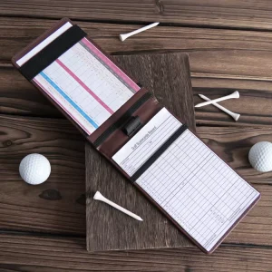 Golf Accessories Score Card Holder Yardage Book Holder Laser Leatherette Men Engraved Golf Scorecard Holder with Pencil Loop