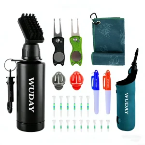 Golf Accessory Set Including Golf Tee Golf Divot Tool and Cleaning Tools