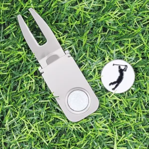 Golf Accessory with Divot Tool Cigar Holder and Marker