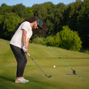 Golf Alignment Sticks Set with Holder & Angle Plate Aiming, Putting & Swing Training Aid