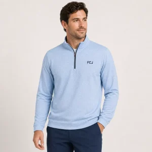 Golf Apparel Men Quarter Zip Pullover OEM Custom Embroidery Logo Performance Wear