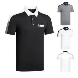 Golf Apparel Performance Men Embroidered Black Casual Breathable Golf Polo Shirt With logo Custom logo Printed
