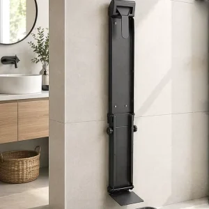 Golf Bag Rack 55 Lbs Capacity 33.5″ To 42.5″ Tool Free Length Adjustment Black Alloy Steel Wall Mounted Golf Bag Holder
