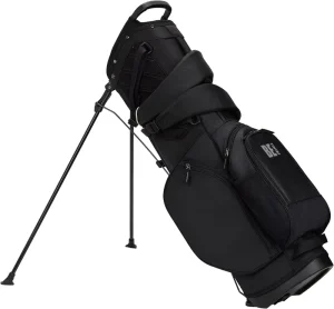 Golf Bag with Adjustable Support Rod and Detachable Shoulder Straps, Soft Foldable Cover, Black