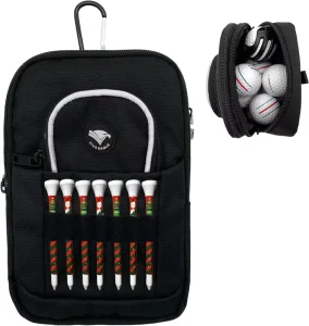 Golf Ball Bag Pouch with Front Tee Holder and Clip