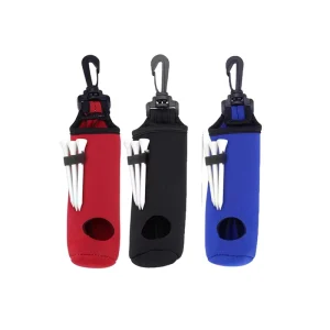 Golf Ball Carry Pouch with Tee Holder and Hook, 3-Ball and 3-Tee Capacity