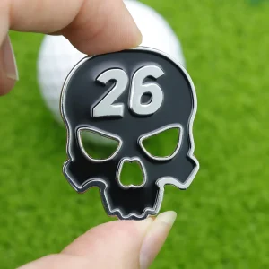 Golf Ball Marker Hat Clip Set Skull Design Die Cutting Ball Marker Golf Ball Position Marker with Magnetic Cap Clip