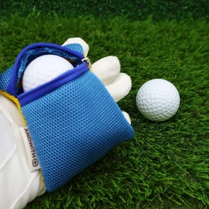 Golf Ball Organizer with Zipper Closure Small Square Pouch for 2 Golf Balls Portable Ball Pouch