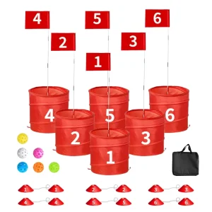 Golf Bucket Game 6 Hole Portable Yard Games Golf Chipping Practice Set for Adults and Pros Lawn Golf Training