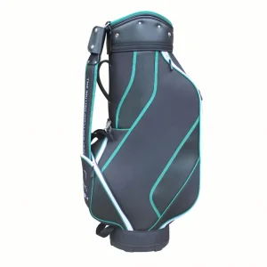 Golf Cart Bag PU Leather Solid Color Waterproof Portable Durable 46x30x95cm Golf Stand Bag with Zipper Closure and Custom Logo