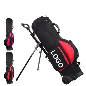 Golf Cart Bag with Stand Wheels Dual Shoulder Straps for Men and Women