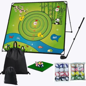 Golf Chipping Game Battle Golf with Hitting Mat and Stand Chip Sticky Practice Game for Adults and Children Indoor & Outdoor