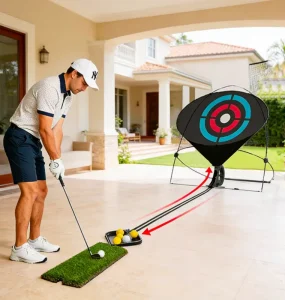 Golf Chipping Net Auto Ball Return Indoor Outdoor Golf Chipping Practice Net Golf Training Aids for Putting Practice