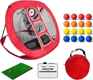 Golf Chipping Net Pop-up Collapsible Golf Net Indoor Backyard Practice Net with Training Balls Square Flat Steel Design