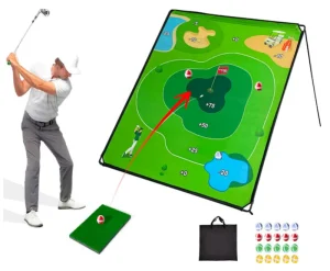 Golf Chipping Practice Mat Battle Golf Chipping Game Mat Portable Golf Training Game Set with Metal Frame for Indoor Outdoor Use
