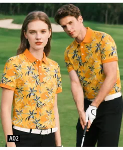 Golf Clothes Floral Print Golf Polo Shirt Tropical Plant Collection Breathable Quick Dry Golf Outfit for Golf Sports