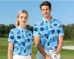 Golf Clothes Manufacturer Tropical Foliage Collection Golf Polo Shirts Quick Dry UPF Sports Clothing Resort Style