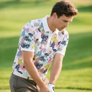 Golf Clothes Unisex Tropical Foliage Sporty Golf Shirts with UV Protection Breathable & Quick Dry Fabric Spandex/Polyester