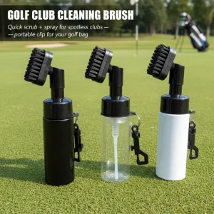 Golf Club Cleaning Brush with Water Tank One Step Spray & Scrub for Irons Wedges and Putters Wool Portable Indoor Outdoor