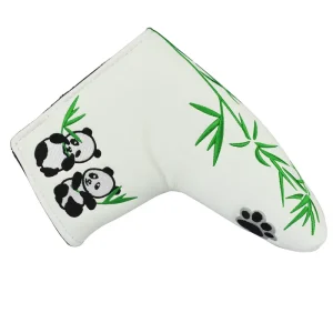 Golf Club Cover Panda Bamboo Embroidered Golf Putter Cover Premium PU Leather Blade Headcover Luxury Club Protector
