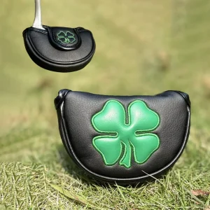 Golf Club Covers Four Leaf Clover Small Semicircle Straight Bar Flat Wood Putter Fairway Wood Head and Cap Covers