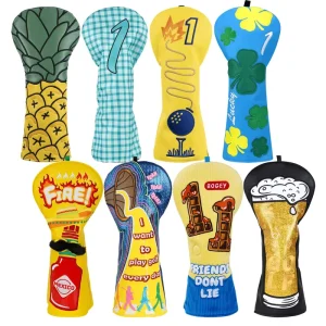 Golf Club Covers for Woods Embroidery Golf Accessories Gift Pu Leather Driver Golf Headcover