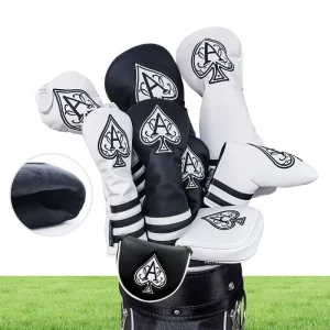 Golf Club Head Cover Black Peach Style Waterproof PU Anti Oxidation Driver Fairway Golf Wood Head Covers with Embroidered Logo