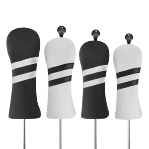 Golf Club Headcover Black White Solid Color Minimalist Design Universal Fit Driver Iron Wood Hybrid Golf Gear