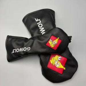Golf Club Headcover Cute Cartoon Embroidered Pattern Compatible with Golf Driver Hybrid PU Material Headcover Scratch