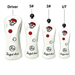 Golf Club Headcover Set Waterproof PU Leather Embroidery Driver Fairway Wood UT Hybrid Custom Logo OEM ODM Elastic Closure Set 4