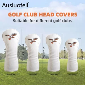 Golf Club Headcovers PU Leather Embroidery Logo Waterproof Driver Fairway Hybrid Protective Head Covers Golf Accessory