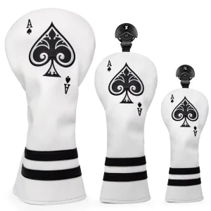 Golf Club Headcovers Spade A #1 #3 #5 Golf Driver Fairway Hybrid Wood Head Covers with Number Tags