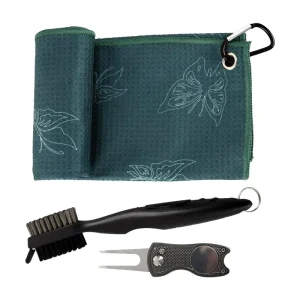 Golf Club Kit with Towel Iron Wood Brush Divot Repair Tool OEM Golf Accessories Set Custom Size Embroidery Logo Microfiber Metal