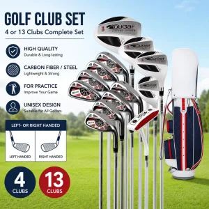 Golf Club Set with Golf Bag Practice Golf Club Set of 4 or 13 Clubs Unisex Carbon Fiber Steel Left or Right Handed