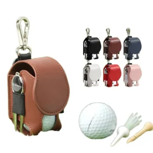 Golf Course PU Leather Waterproof Ball Pouch Clip On Storage Accessory for Golfers Fashionable Golf Bag