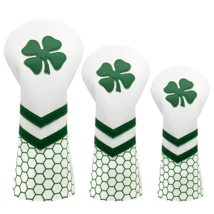Golf Driver, Fairway Wood, and Hybrid Club Headcovers with Four Leaf Clover Logo