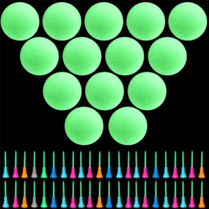 Golf Driving Range Balls Two Piece Custom Logo Light Up Glow Dark Golf Balls Rubber Tees USGA Long Distance High Spin for Night