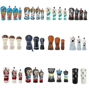 Golf Factory Custom ODM Embroidery Golf Wood Head Covers PU Leather Driver Fairway UT Club Covers Golf Headcover