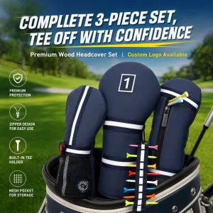Golf Factory Custom ODM Golf Head Covers Waterproof PU Driver Fairway UT Club Covers Golf Headcover