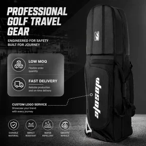Golf Factory Wear Resistant Excellent Zipper Golf Travel Bag with Wheels Waterproof Polyester Custom OEM Golf Bag