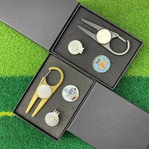 Golf Gift Accessories Equipment Personalized Gold Silver Golf Divot Tool With Golf Ball Marker