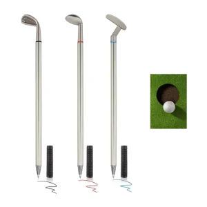Golf Gift Mini Desktop Golf Ball Pen Gift Set with Putting Green Flag 3 Golf Clubs Pens 2 Balls