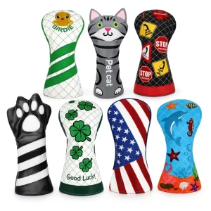 Golf Gift Set 3pcs 4pcs Custom Logo PU Leather Driver 3 5 7 Wood Fairway Golf Club Head Covers