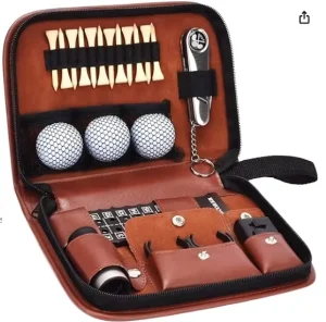 Golf Gifts for Men and Women Golf Accessories Set with Leather Case Golf Balls Rangefinder Tees Brush Scorer Multi tool