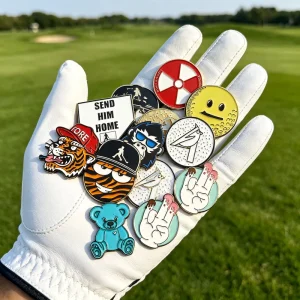 Golf Glove Blank Advertising pig Magnetic OEM Golf Ball Marker Blank Stamp Manufacturer Necklace for Golf in box pen Metal