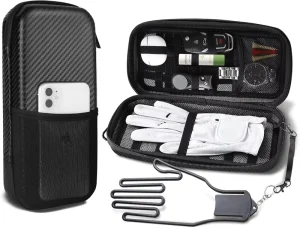 Golf Glove and Accessory Case Holds Phone, Tees, Repair Tools and Ball Markers Removable Glove Hanger Case Only